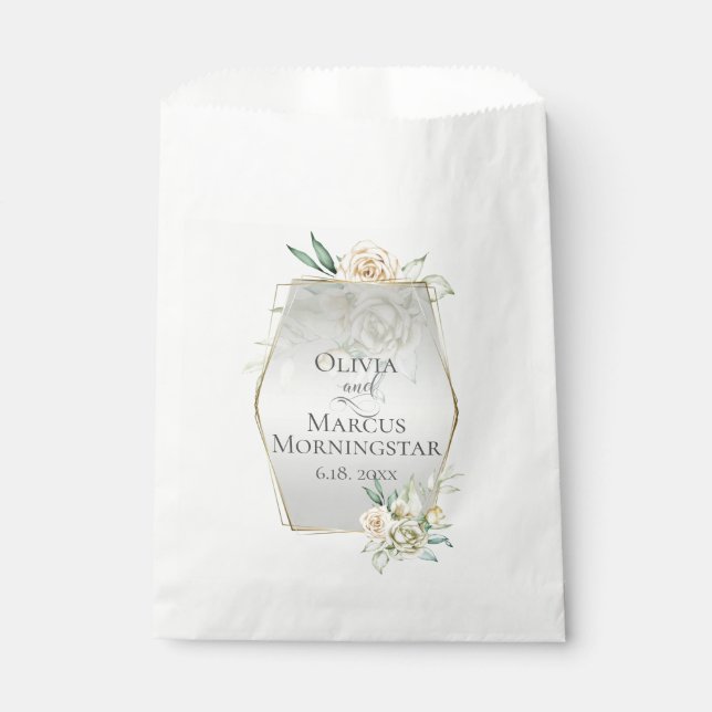 Sachets En Papier Fleurs de mariage Roses d'aquarelle jaune pâle (Devant)