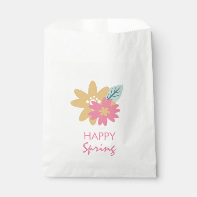 Sachets En Papier Fleurs de Pâques de printemps joyeuses rose bleu j (Devant)