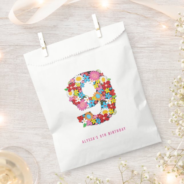 Sachets En Papier Fleurs de printemps Cinq 9e fête d'anniversaire Fa (Coupé)