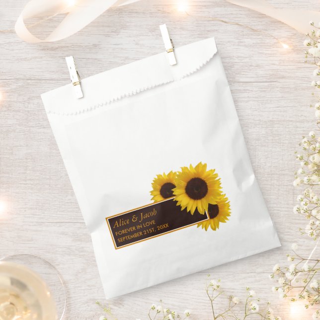 Sachets En Papier Fleurs de soleil rustiques - Mariage floral (Coupé)