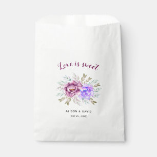 Sachets En Papier Fleurs d'eau violet et bleu mariage fleuri