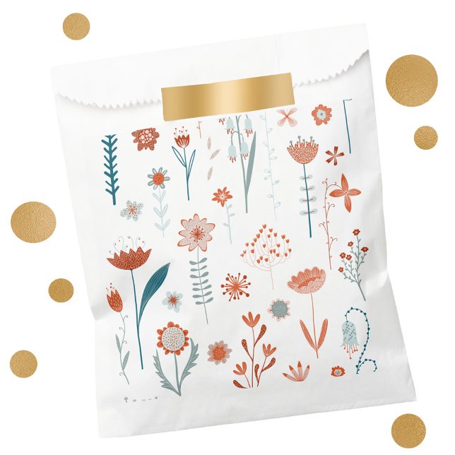 Sachets En Papier Fleurs d'été scandinaves (Modern Japandi style floral favor bags)