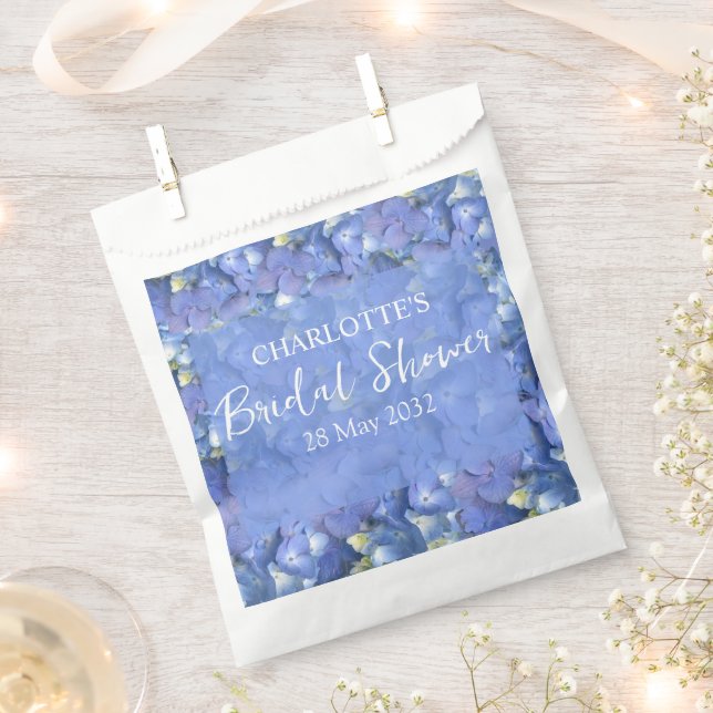Sachets En Papier Fleurs d'Hydrangea Bleu Personnalisées pour la Mar (Coupé)