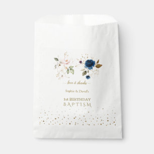 Sachets En Papier Fleurs d'or rose bleu Jumeaux 1er anniversaire Bap