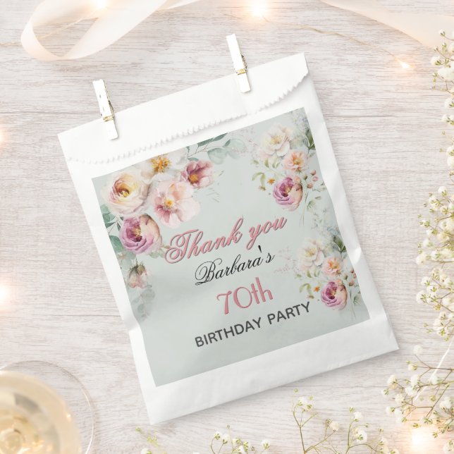 Sachets En Papier *Fleurs Élégantes pour un 70e Anniversaire* (Coupé)