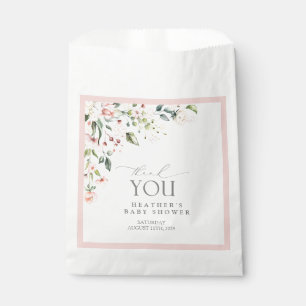 Sachets En Papier Fleurs roses Aquarelle Girl Merci Baby shower