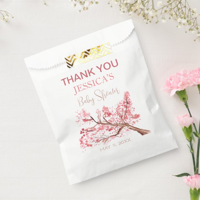 Sachets En Papier Fleurs roses cerise Fleur rose Fille Baby shower (Scellé)