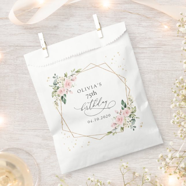 Sachets En Papier Fleurs roses, Fleurs blanches, Verdure, Anniversai (Coupé)