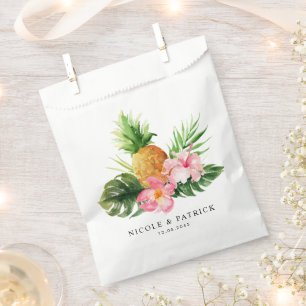 Sachets En Papier Fleurs Roses Tropicales avec une Végétation Luxuri
