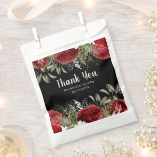 Sachets En Papier Fleurs rouges de Noël élégantes pour fête d'annive