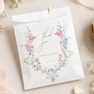 Sachets En Papier Fleurs sauvages Boho Luxuriantes Mariage élégant