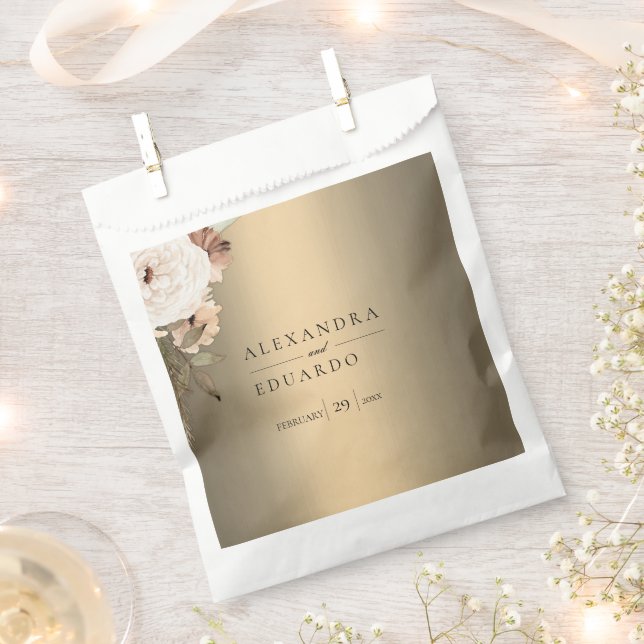 Sachets En Papier Fleurs sauvages rustiques sur Elegant Gold (Coupé)
