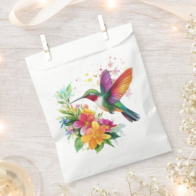 Sachets En Papier Fleurs tropicales des colibris (Coupé)