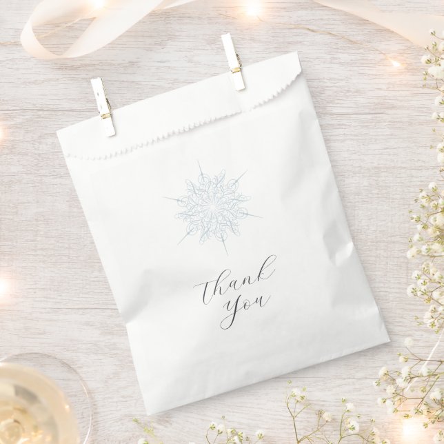 Sachets En Papier Flocon de neige bleu glace Mariage d'hiver Favoris (Coupé)