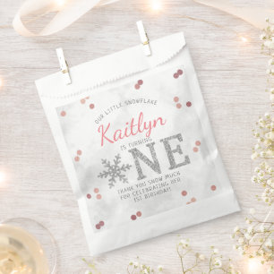 Sachets En Papier Flocon de neige Hiver 1er anniversaire