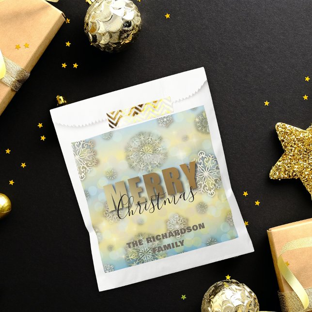 Sachets En Papier Flocons de neige en filigree doré Joyeux Noël (Créateur téléchargé)
