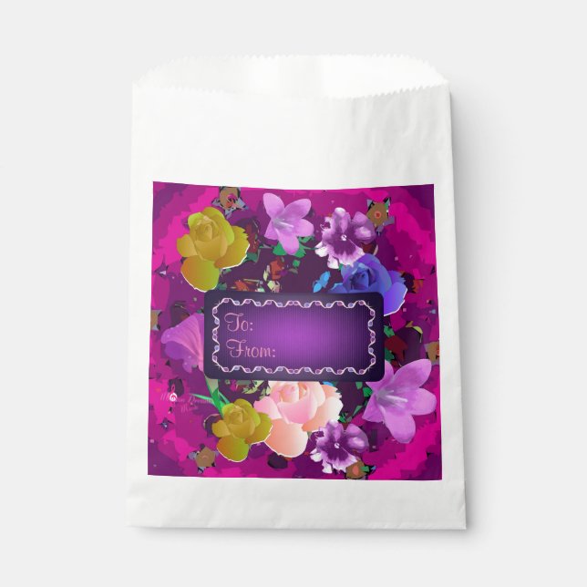 Sachets En Papier Floral Abstrait rose vif (Devant)