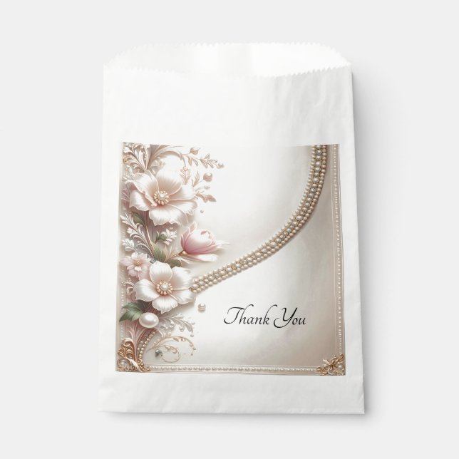 Sachets En Papier Floral and Pearl Embellishments Favor Bag (Devant)