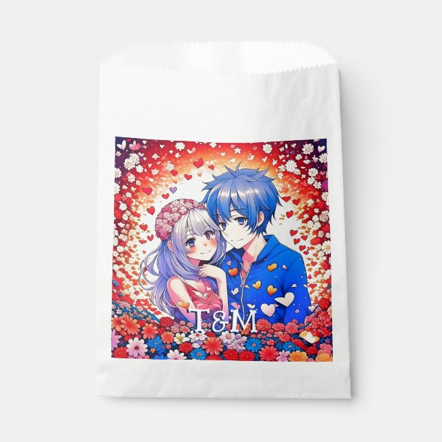 Sachets En Papier Floral Anime thème Mariage personnalisé (Devant)