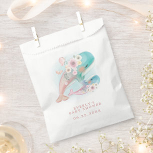 Sachets En Papier Floral Aquarelle Baleines Baby shower fille