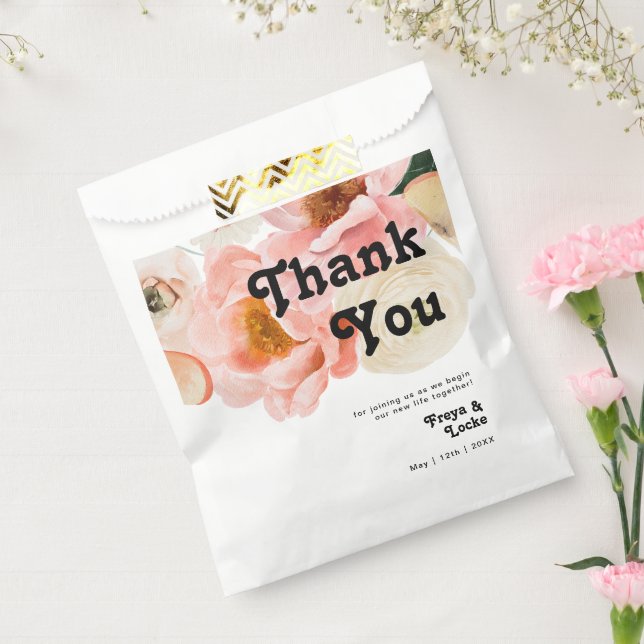 Sachets En Papier Floral coloré gras | MERCI (Scellé)