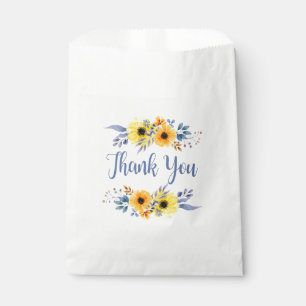 Sachets En Papier Floral Merci bleu Fleurs jaunes Fête de mariage