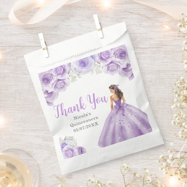 Sachets En Papier Floral Princess in Dusty Purple Dress Quinceanera (Coupé)