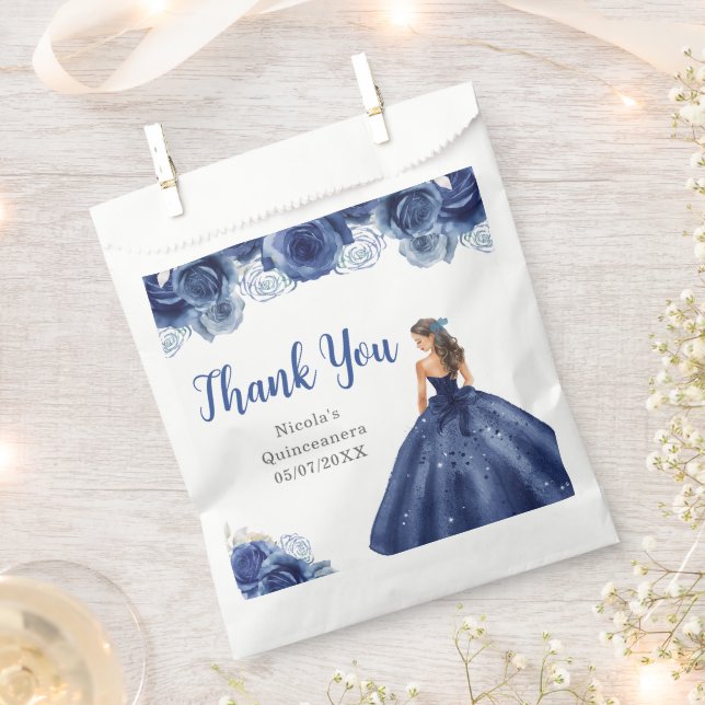 Sachets En Papier Floral Princess in Navy Blue Dress Quinceanera (Coupé)