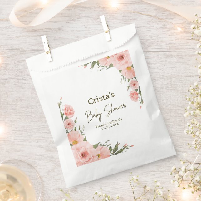 Sachets En Papier Flore de pêche à l'aquarelle (Coupé)
