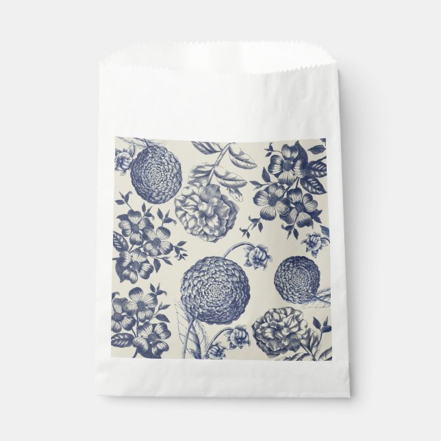 Sachets En Papier Flore d'impression florale de fleurs bleues antiqu (Devant)