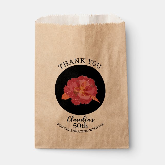 Sachets En Papier Flore rose tropicale sur Merci noir (Devant)