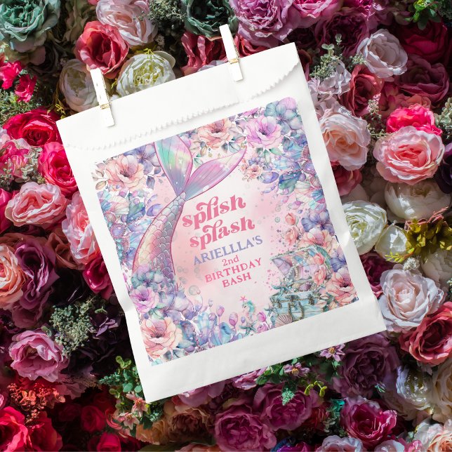 Sachets En Papier Flower Glitter Mermaid Tail 2nd Birthday (Créateur téléchargé)
