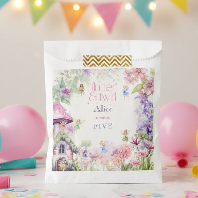 Sachets En Papier Flutter et tourbillon Fairy garden aquarelle anniv (Créateur téléchargé)