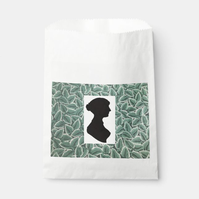 Sachets En Papier Fond d'écran silhouette de Jane Austen sur feuille (Devant)