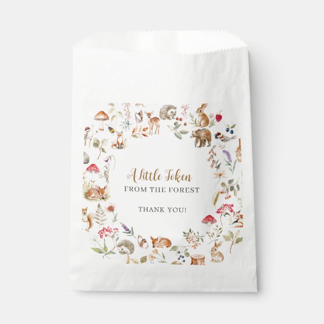 Sachets En Papier Forest Token Woodland Baby Shower  (Devant)