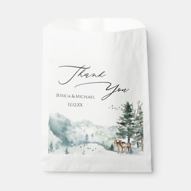 Sachets En Papier Forêt de bois d'aquarelle (Devant)