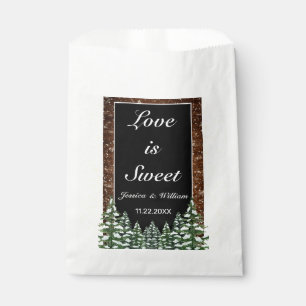 Sachets En Papier Forêt de bois neigeux Noir Mariage Faveur Sac