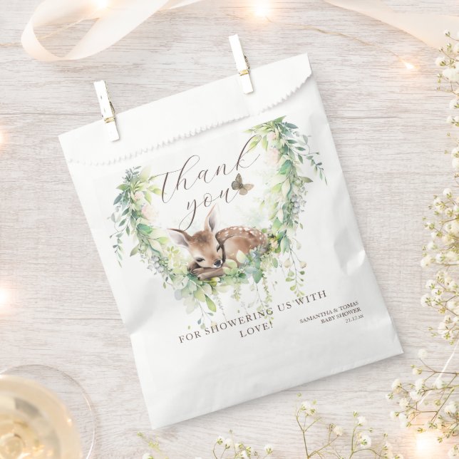 Sachets En Papier Forêt de cerfs de bois verdure bébé garçon douche (Coupé)