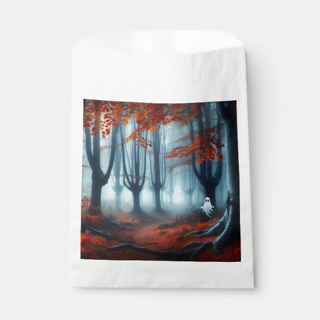 Sachets En Papier Forêts éffrayantes d'automne avec un fantôme (Devant)