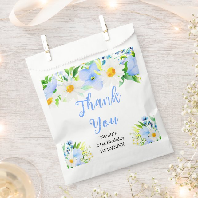 Sachets En Papier Forget-Me-Nots and Daisies Birthday Thank You (Coupé)