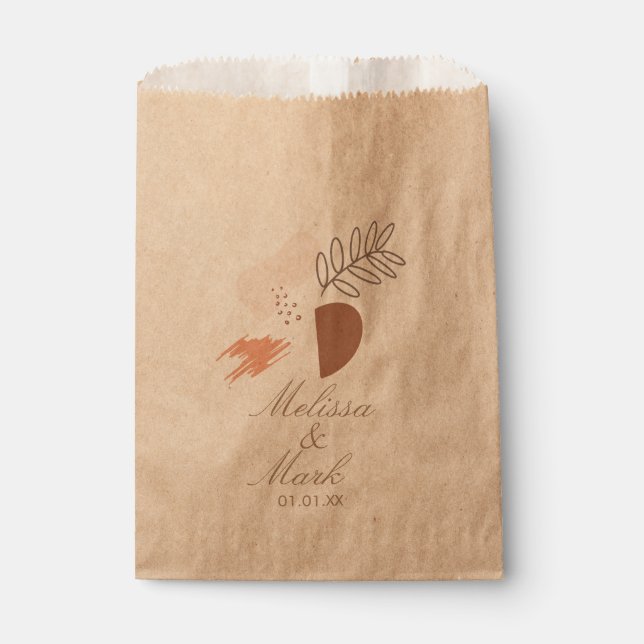 Sachets En Papier Forme de Terre Géométrique Minimale Monogramme Bot (Devant)
