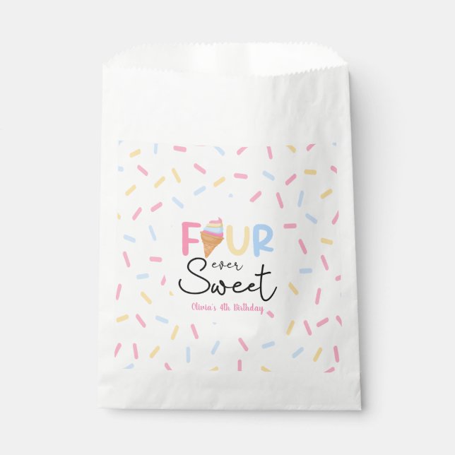Sachets En Papier Four Ever Sweet Ice Cream 4e fête d'anniversaire (Devant)