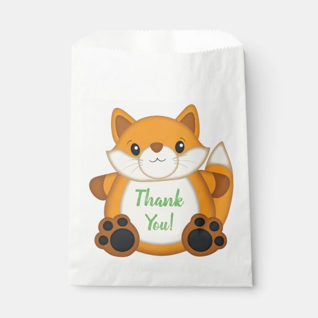 Sachets En Papier Fox fête d'anniversaire Green (Devant)