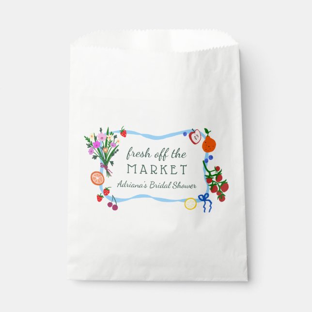 Sachets En Papier FRAÎCHEMENT SORTI DU MARCHÉ Douce Fête de Mariage  (Devant)