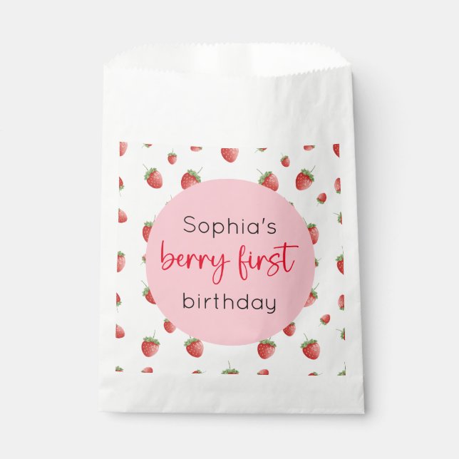 Sachets En Papier fraise 1er anniversaire Berry 1er (Devant)