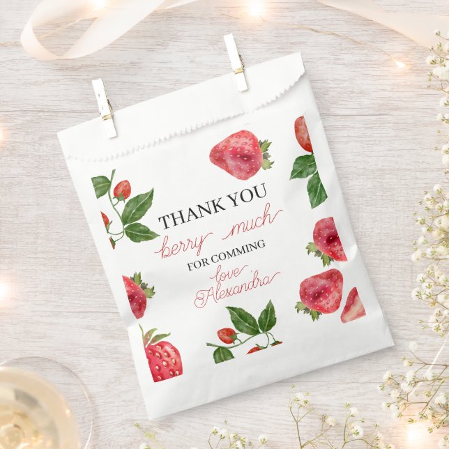 Sachets En Papier Fraise 1er anniversaire Berry Sweet (Coupé)