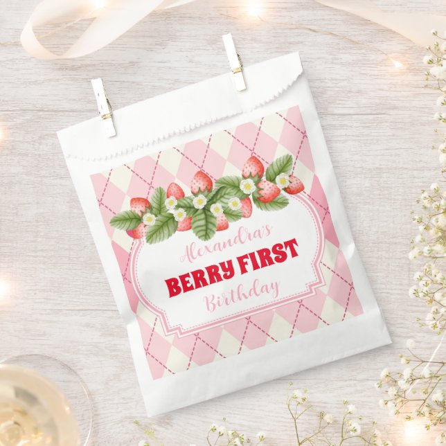 Sachets En Papier Fraise 1er Anniversaire Fête Berry 1er (Coupé)