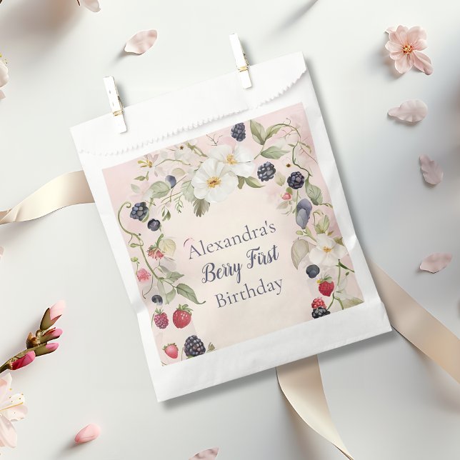 Sachets En Papier Fraise Berry 1ère fête d'anniversaire (Créateur téléchargé)