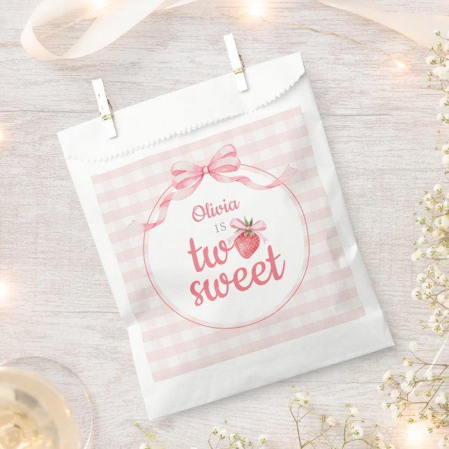 Sachets En Papier Fraises Deux Douces 2ème Anniversaire  (Coupé)