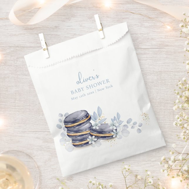 Sachets En Papier Français Floral Bonjour Bébé Macaron Baby shower (Coupé)